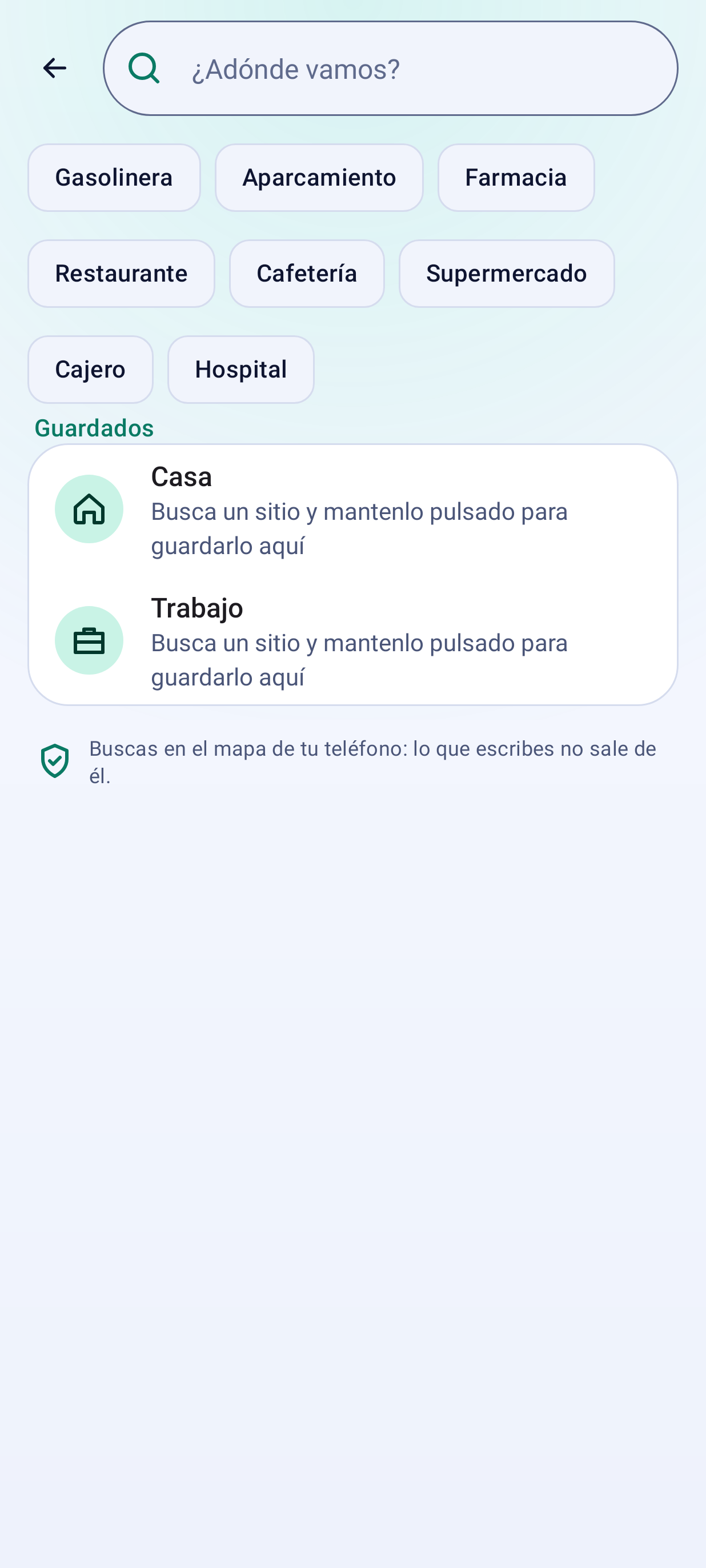 Búsqueda de direcciones y lugares en Ruta, tema claro