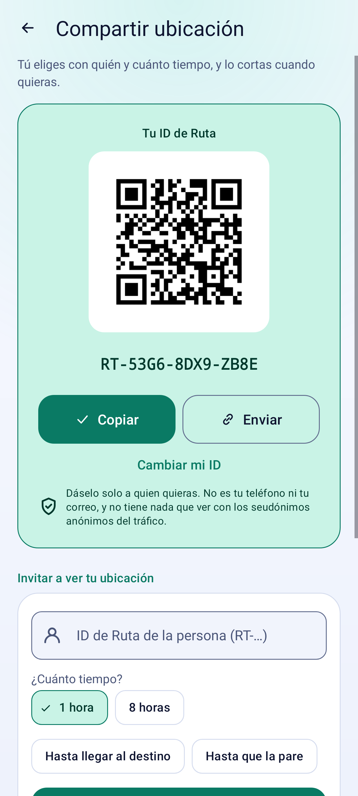 Compartir tu ubicación cifrada con quien elijas, tema claro